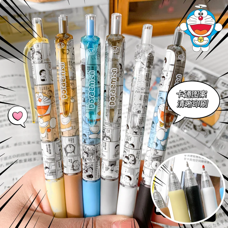 도라에몽 젤 펜 Kawaii 0.5mm 검정 볼펜 Kawaii 학생 쓰기 도구 학교 사무용품 편지지 어린이 선물