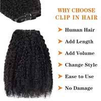 Extensions de cheveux afro bouclés à clipser 4B 4C, cheveux humains brésiliens Remy, extensions de cheveux afro pour femmes 4