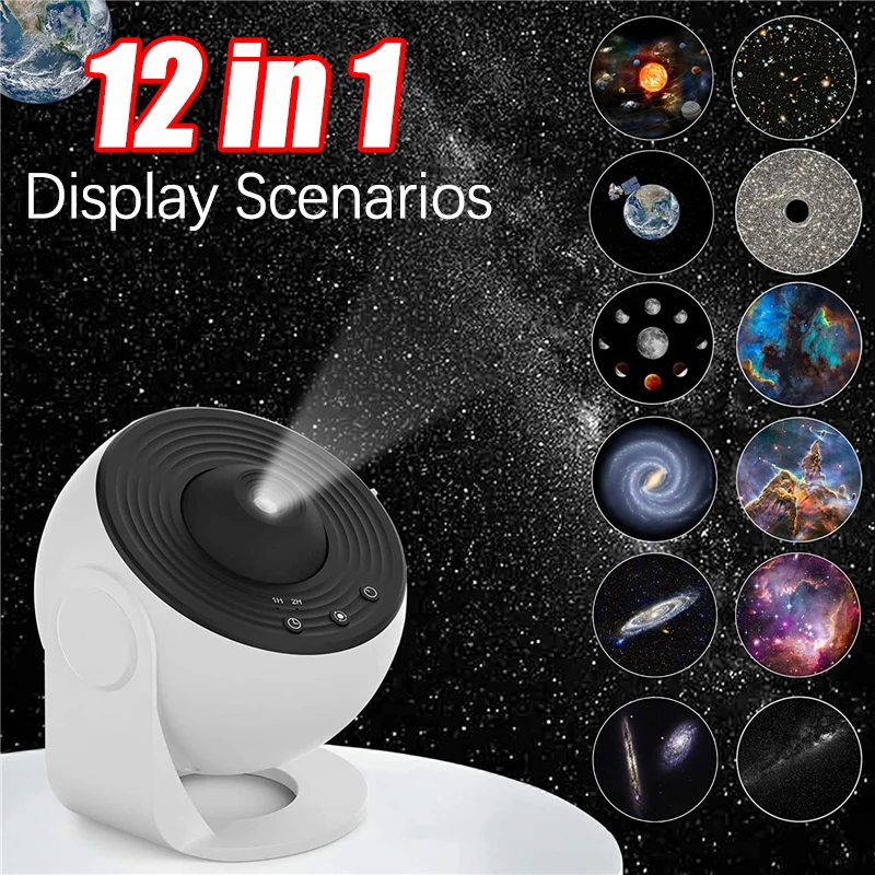 12 In 1 Planetario Galaxy Night Light Projector 360 Ruota Star Sky Night Lamp Per Bambini Bedroom Decor Sleep Atmosphere Lamp