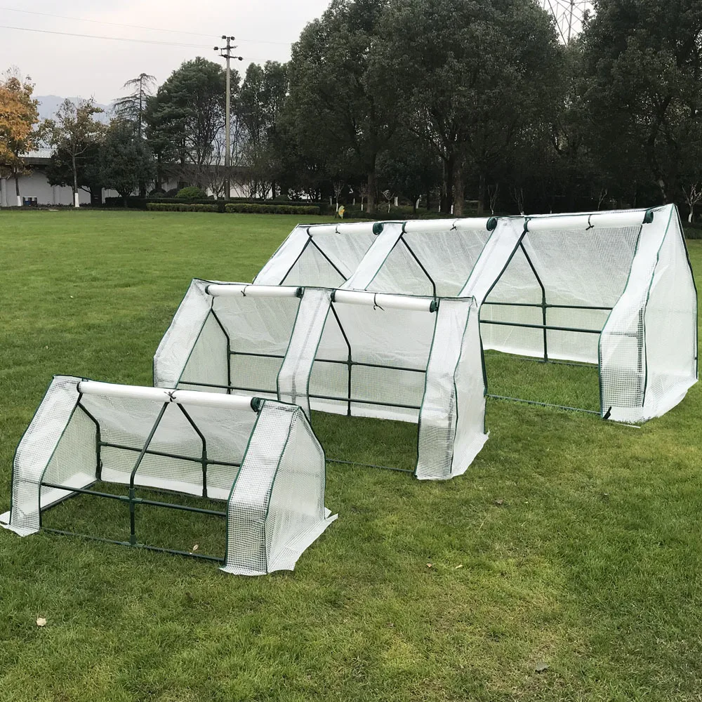 Mini Cloche Greenhouse with Zipper Doors  Portable Seedling Greenhouse with Zippered Doors Steel Wire Frame with PVC  CoverOut