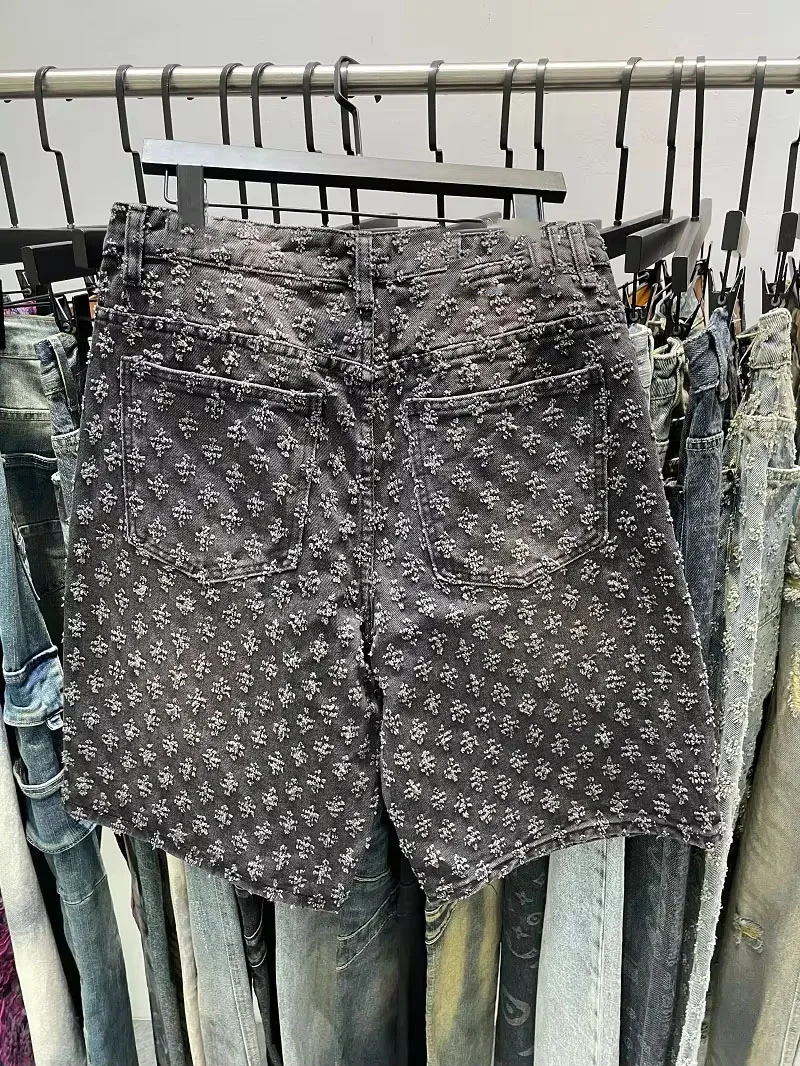 Fashion Casual Summer Men Denim Shorts Smart Straight Leg Loosen High Street Niche Design Tide Shorts