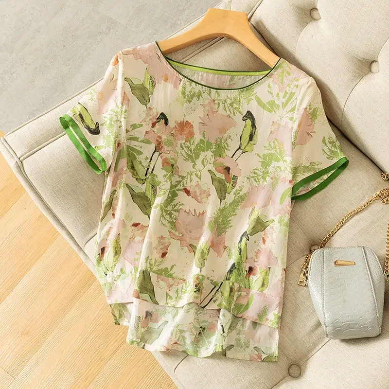 Sylvie | Women’s Artistic Flower Meadow Print Casual Shirt main image 1