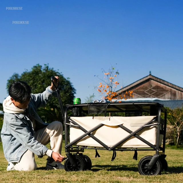 Modern Kerti Kocsik Kültéri Kemping Hordozható Összecsukható Kocsi Kerekekkel Piknik Kempingkocsik Kis Bevásárló - Image 4