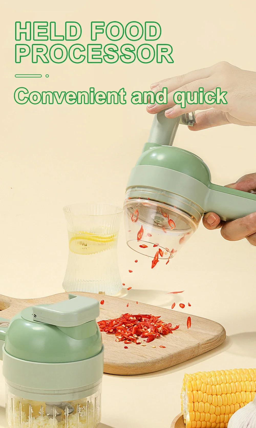 Description Picture 2 of itemWireless Multi-Functional Vegetable Cutter, Garlic Beater, Onion, Chili Processor, Handheld Gridling Cooking Machine, New