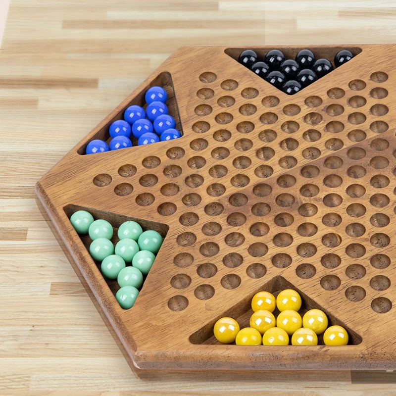 Wooden Chinese Checkers Board Game with Marbles for Kids and Adults 3