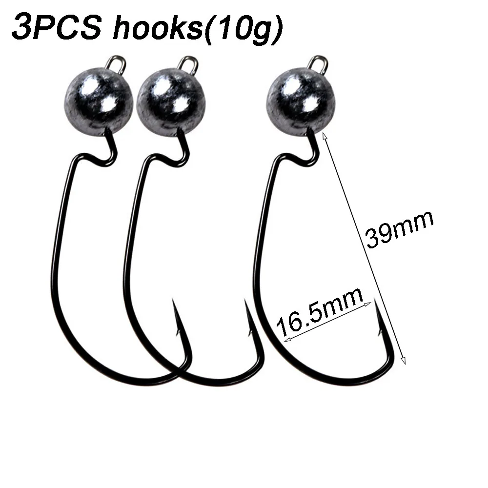 3PCS 10g worm hooks