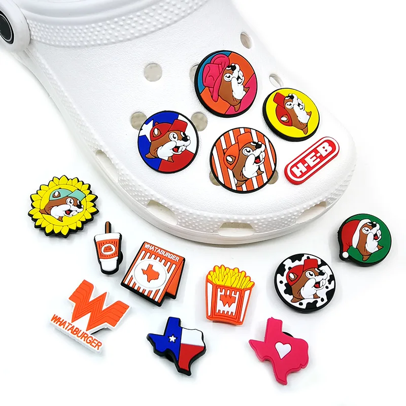 1pcs Texas PVC Shoe Charms Fast Food Decorations for Clog Burger Shoe Charms Sandal Accessories