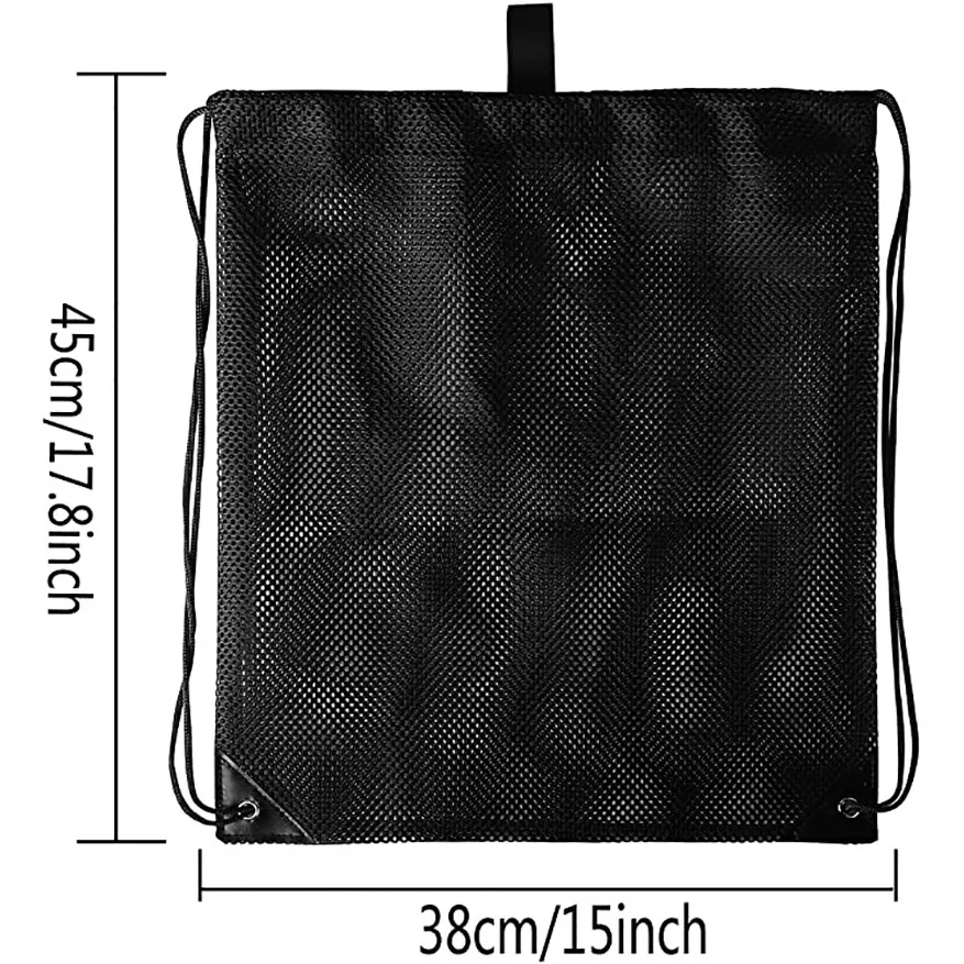 Portable Supermarket Fruit and Vegetable Drawstring Strap Pocket Beach Cloth Mesh Storage Bag Dirty Cloth Pull Rope Backpocket