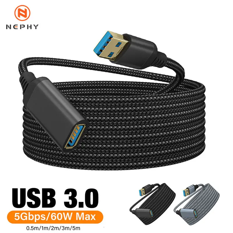 High-Speed Nylon Braided USB 3.0 Extension Cable