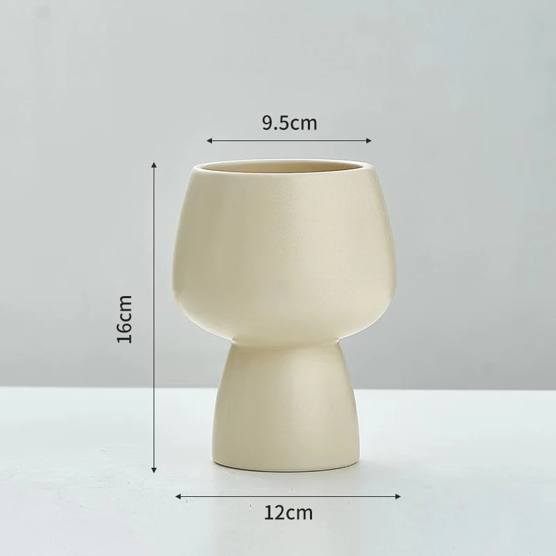 Nordic Creative High Foot Simple White Ceramic Flower Pot, Light Luxury Home Room Decoration, Modern Decorative Vase ins 6