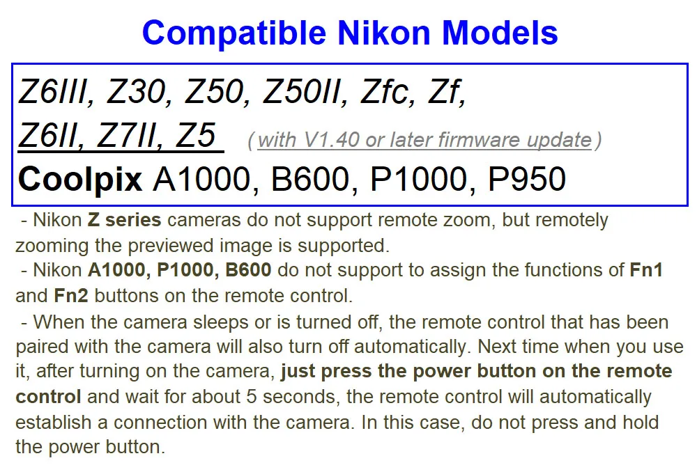 AODELAN ML-L7A Wireless Shutter Release for Z30, Z6 II, Z7 II, Z fc, P1000, P95