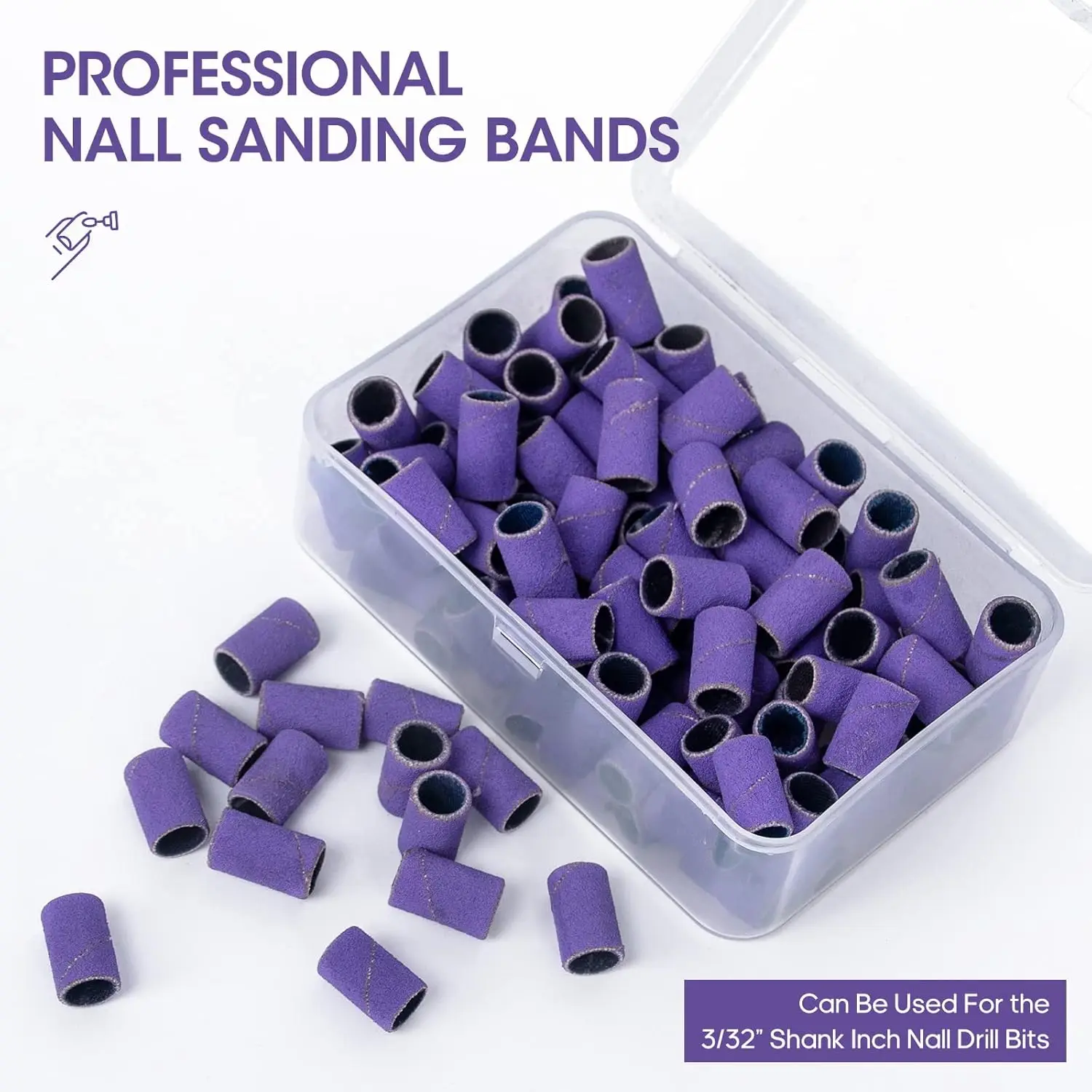 100 Pcs Sanding Bands for Nail Drill,Professional Fine Grit 150/180# Nail Drill Sanding Bands with 1 Pcs 3/32 In Drill Bit