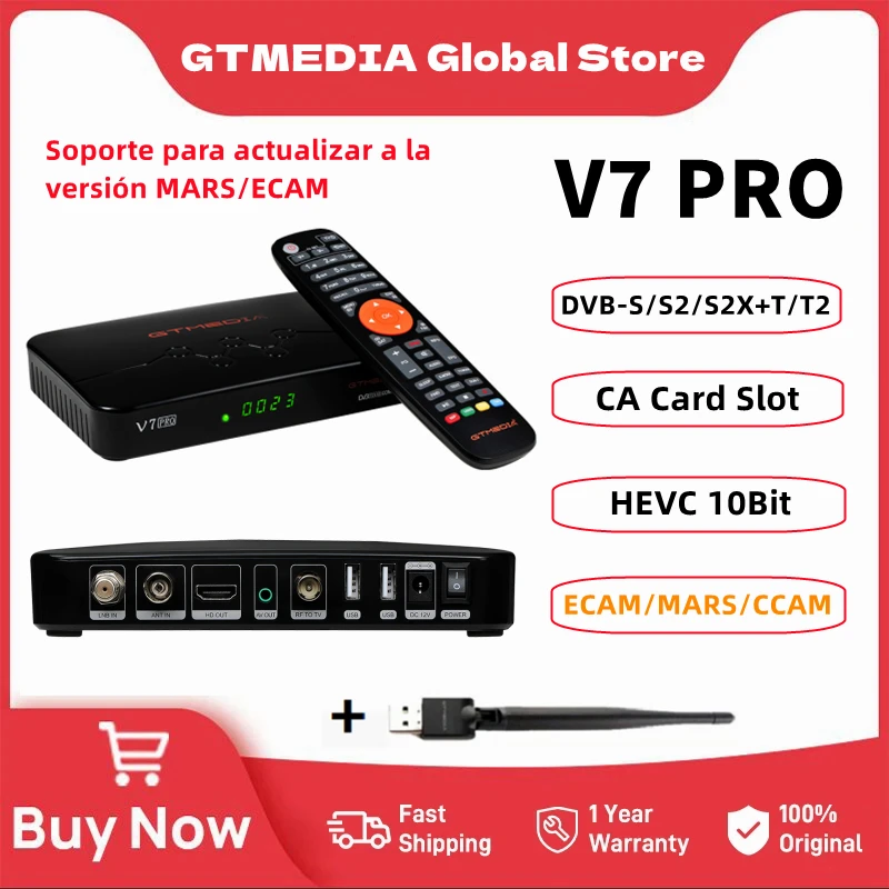 GTMEDIA V7 Pro ECAM/MARS Satellite Receiver DVB-S/S2/S2X+T/T2 TV Box VCM/ACM/Multi-stream/T2MI,Multi-room,CA Card Slot Decoder