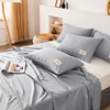 Washed Cotton Flat Bed Sheet Solid Bed Cover Single Double Queen King Size Bedsheet Linens Soft Bedspread (Pillowcase Can Order) 4
