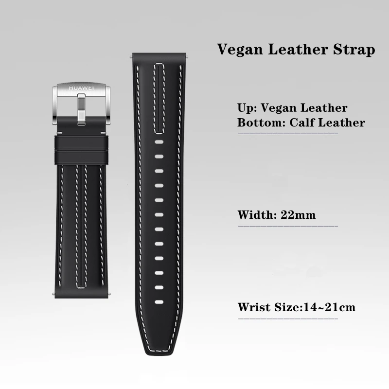 Premium Leather Watch Strap - 22mm, Vegan-Friendly