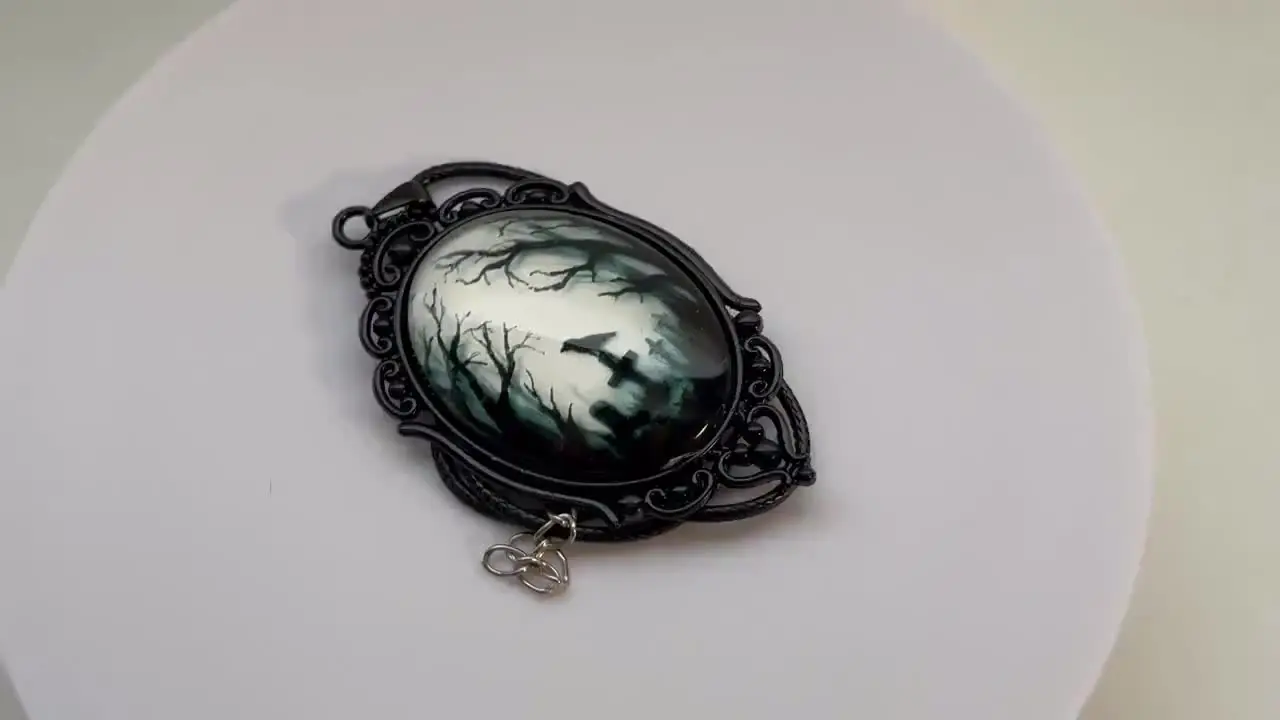 GYRMMUE Vintage Gothic Crow Cameo Choker Necklace - Witch, Raven & Castle Design, Adjustable Chain