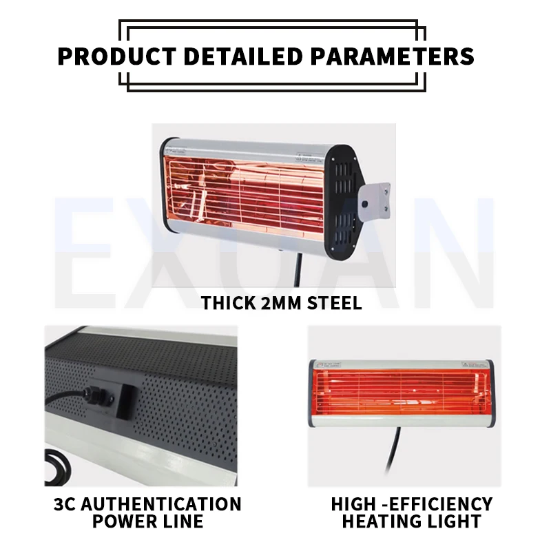 1000W Shortwave Car Infrared Lamp Electric Heater for Car Paint Drying in Garage or Bodyshop 220V Baking Paint Room Lamp