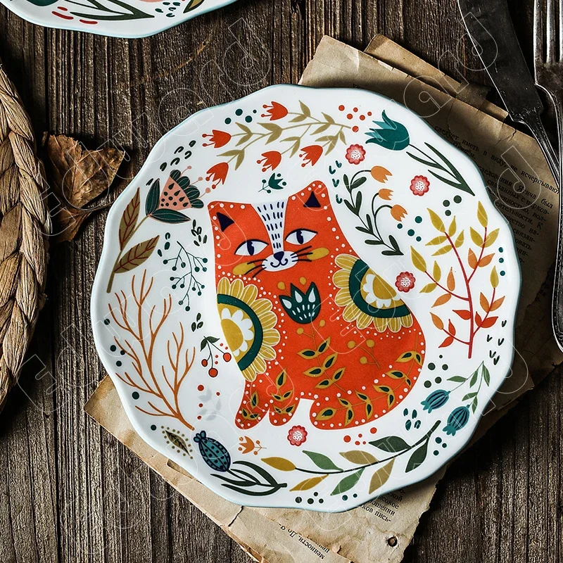 European Style Dinner Plate Ceramic Plate Household Restaurant Design Steak Pasta Dish Living Room Tableware Set Modern Decor