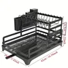 2 Tier Dish Rack with Drainboard Kitchen Dish Bowl Drainer Storage Rack Countertop Dinnerware Organizer Knife Fork Cup Holder 6
