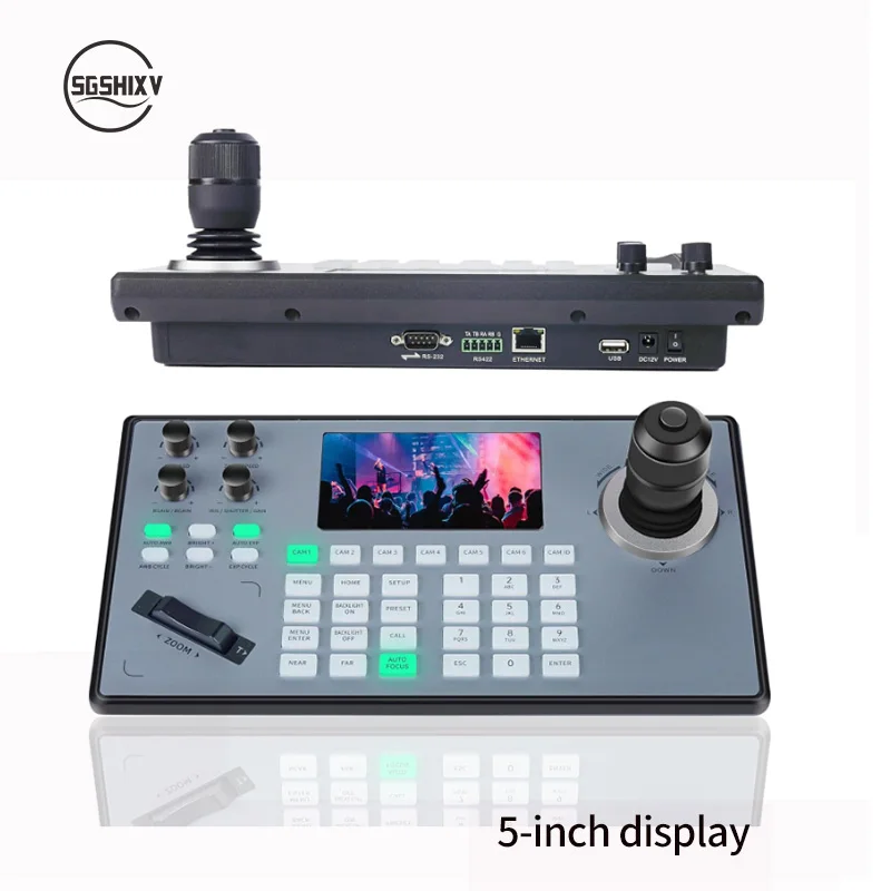 PTZ Camera controller IP Control Keyboard Supports VISCA /NDI/ONVIF Protocol with 5 Inch LCD Screen NDI Joystick Controller PoE+