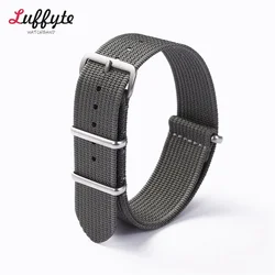 Durable Ribbed Nylon Watch Strap - Military - Style Watchband Accessory - 22mm (Grey)