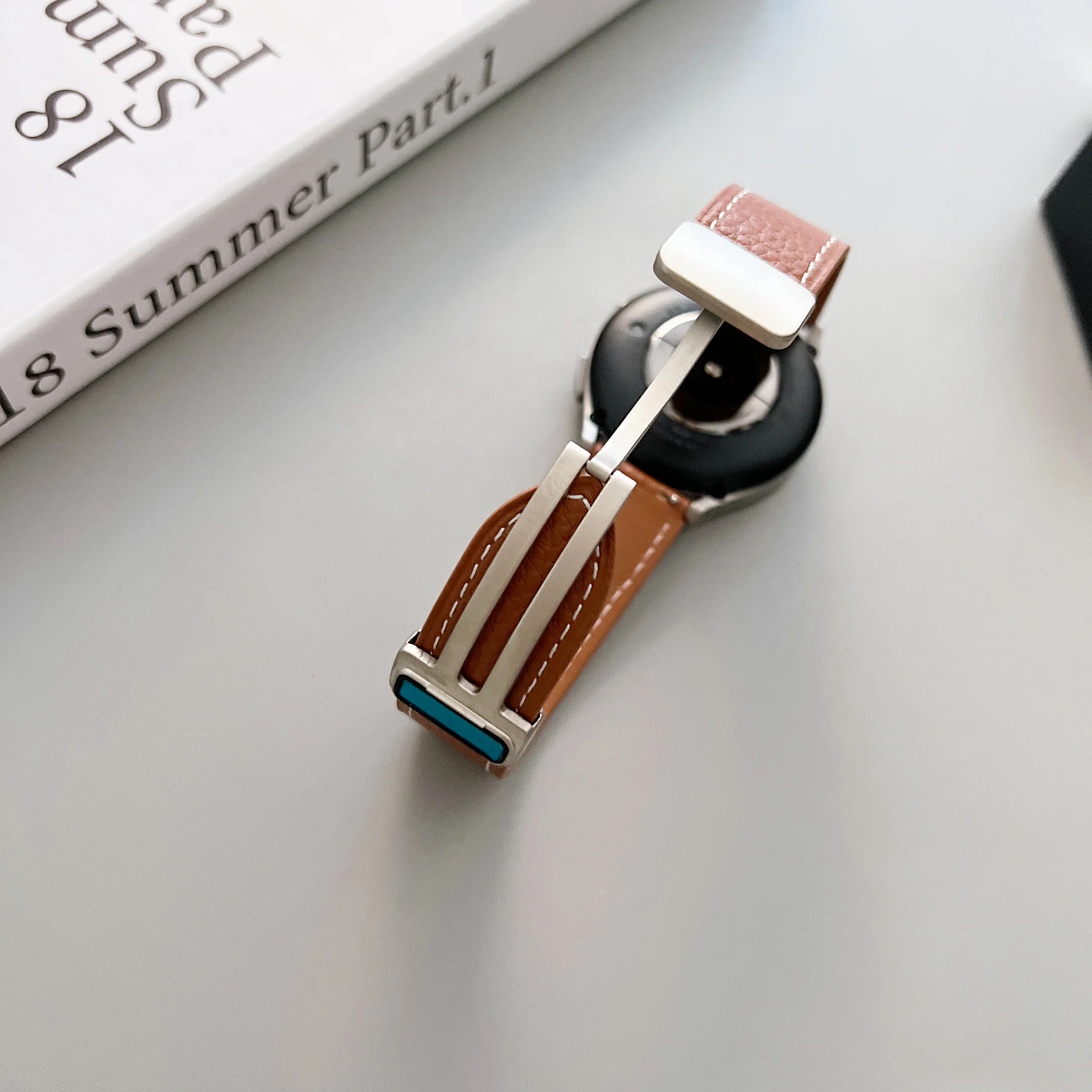 Premium Leather Strap with Magnetic Buckle - 20mm/22mm Adjustable Band