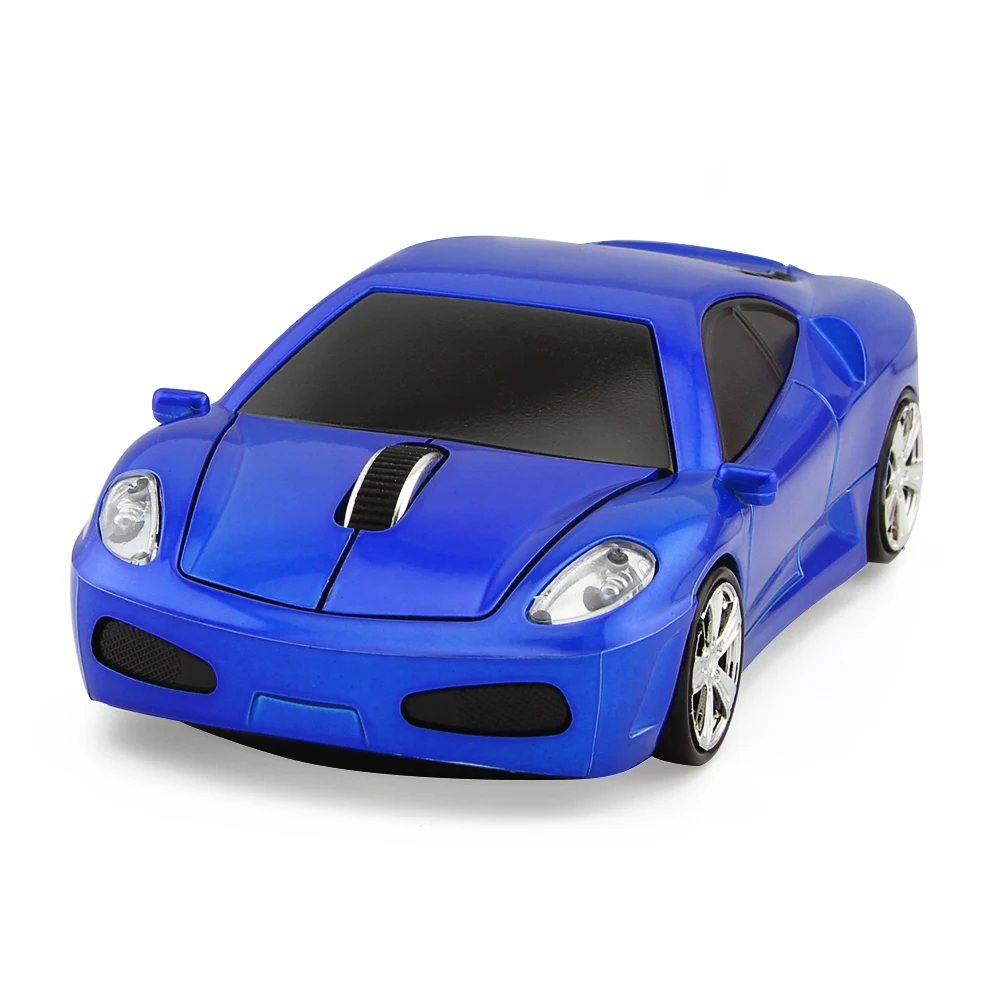 Wireless Ergonomic Car-Shaped Optical Mouse with Blue LED Light