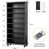 69-Inch Tall Bookcase with LED Lighting, Modern 9-Tier Freestanding Bookshelf with Solid Wood Legs, Wooden Open Display Shelf 2