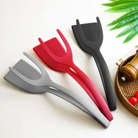 Spatule à œufs 2 en 1, pince à poignée et à rabat, outil de Flipper à œufs en Silicone, pince à Toast français pour poisson, cuisson antiadhésive 4