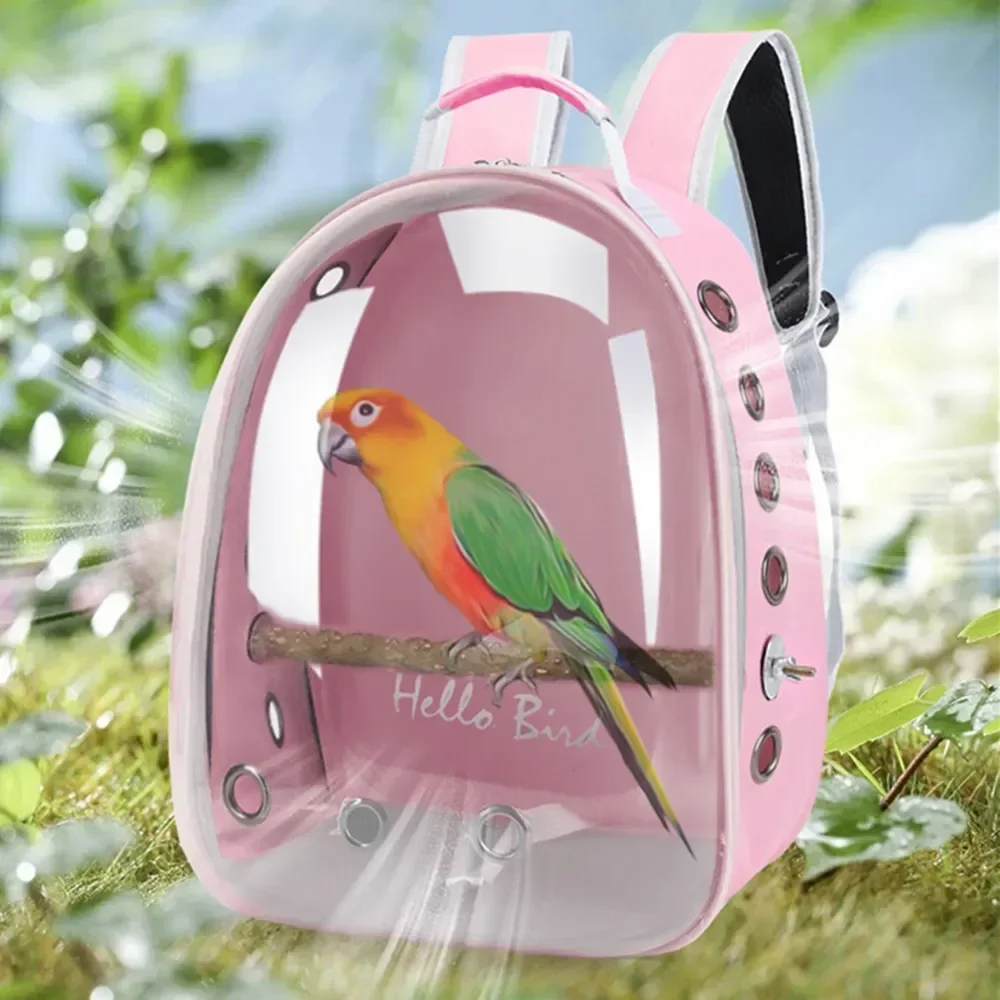 

Backpack With Cage Travel Portable Prech Bunny for Feeder Acrylic Bird Parakeet Carrier Tray Pet Bag Cockatiel And Parrot