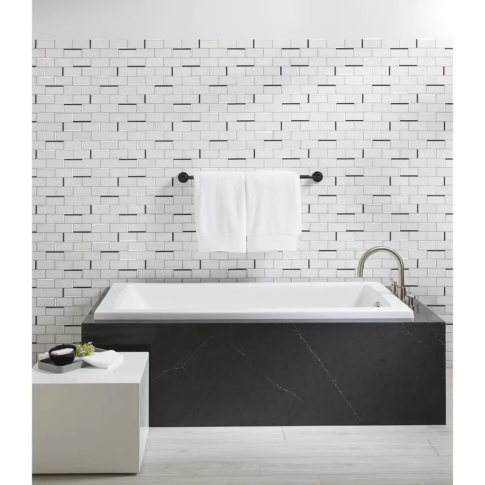 59-Inch Drop-In Acrylic Tub Strong Durable Construction White Color Reversible Drain Hole 3