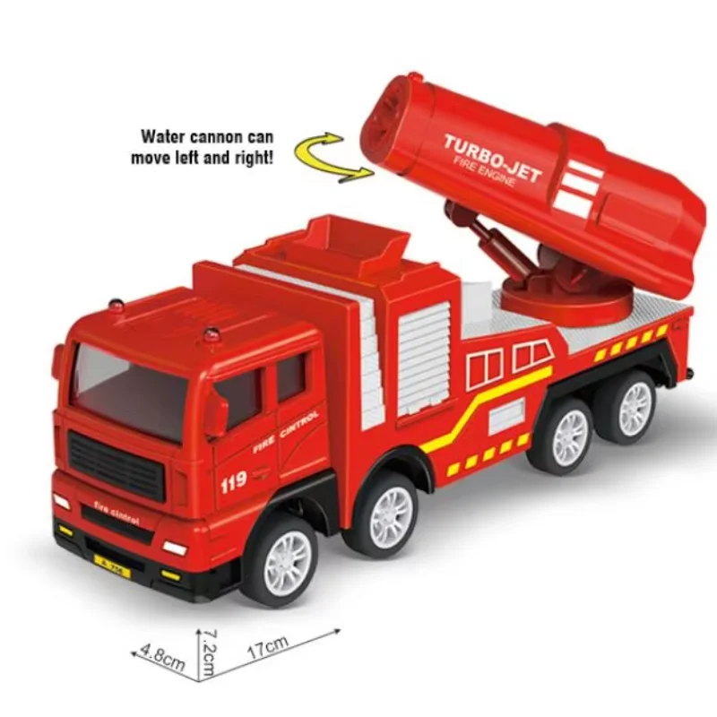 어린이 소방차 풀백 장난감, 화재 텔레스코픽 사다리 트럭, 관성 자동차 화재 구조 물 탱커 모델, 소년 생일 선물