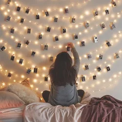 LED String Lights 2M/5M/10M Photo Clip Fairy Lights Outdoor Battery Operated Garland Christmas Decoration Party Wedding Xmas