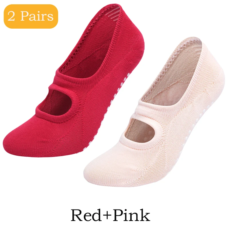 2 أزواج اليوغا الجوارب للنساء القطن سيليكون المضاد...