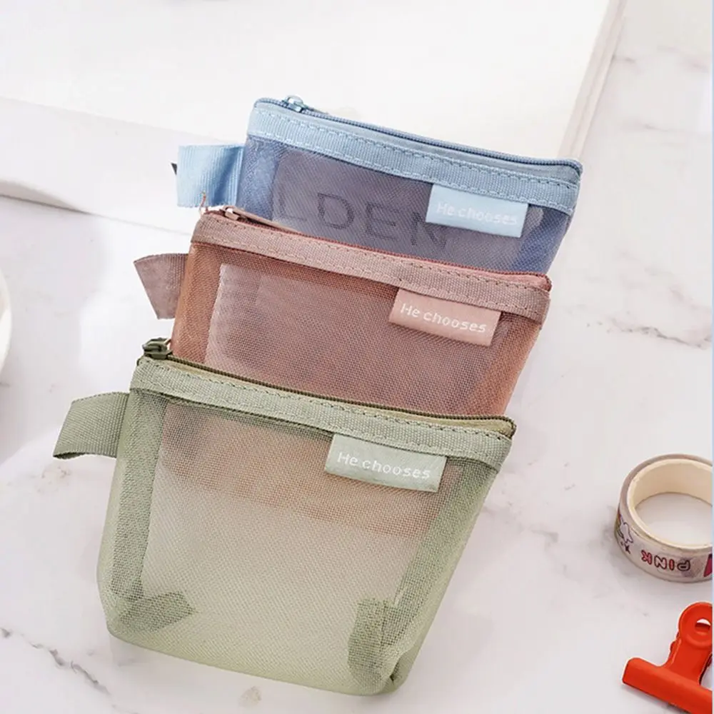 Mesh Mini Coin Bags Purse ID Credit Card Holder Earphone Data Line Storage Bag Small Makeup Case Cosmetic Bag