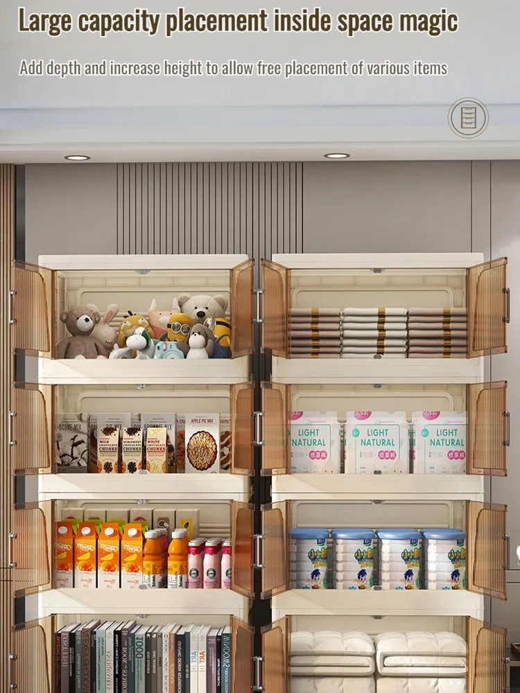 Living Room multifunctional folding storage cabinet plastic storage closet free clutter cabinet Detachable household box