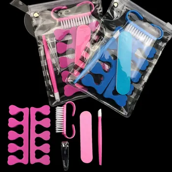 Kit di strumenti per la cura delle unghie, 1 lima per unghie 1 tagliaunghie 1 spazzola per impugnatura 2 divisori per dita e 1 spingitore per manicure
