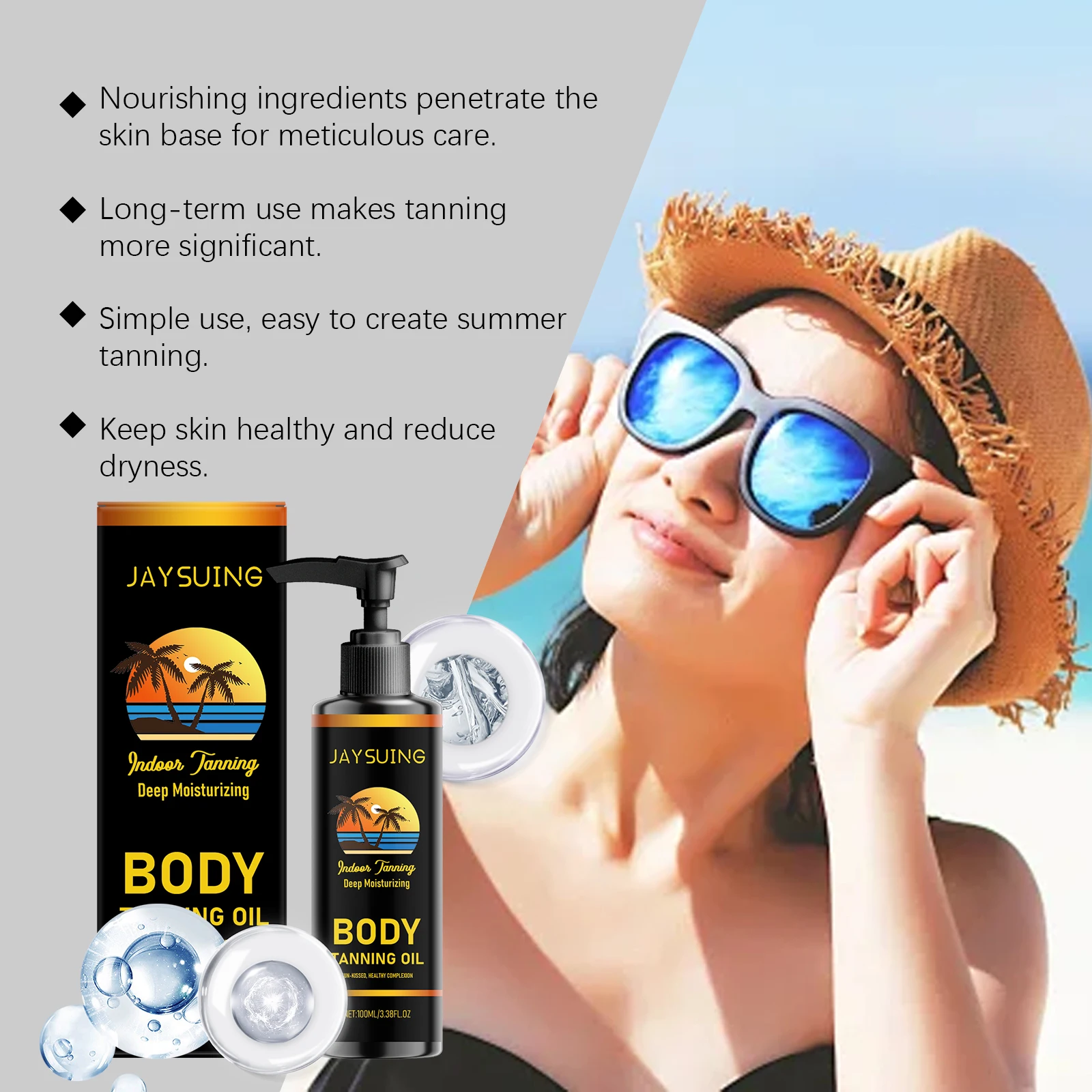 Tanning Oil Sunless Self Tanner Tanned Intensifier Natural Glow Skin Color Tan Accelerate Outdoor Moisturize Body Bronzing Drops