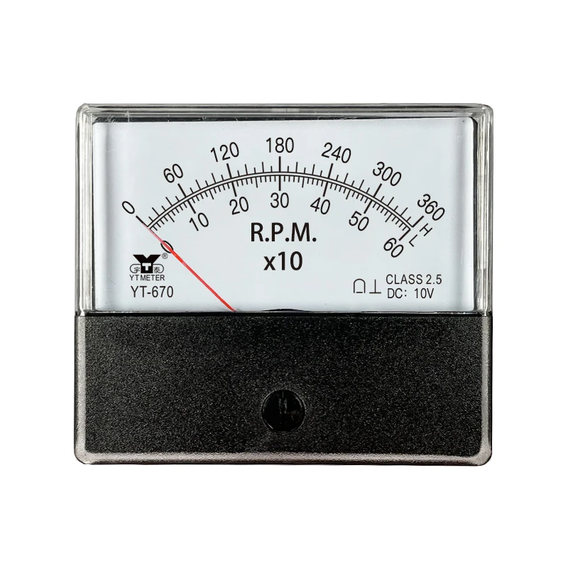 YT670 10V 전압 타코미터는 두 개의 디스플레이와 두 개의 스케일을 가지고 있습니다. 60rpm 360rpm 1800rpm 2000rpm 4000rpm(전위차계 DH670 CZ670 포함)