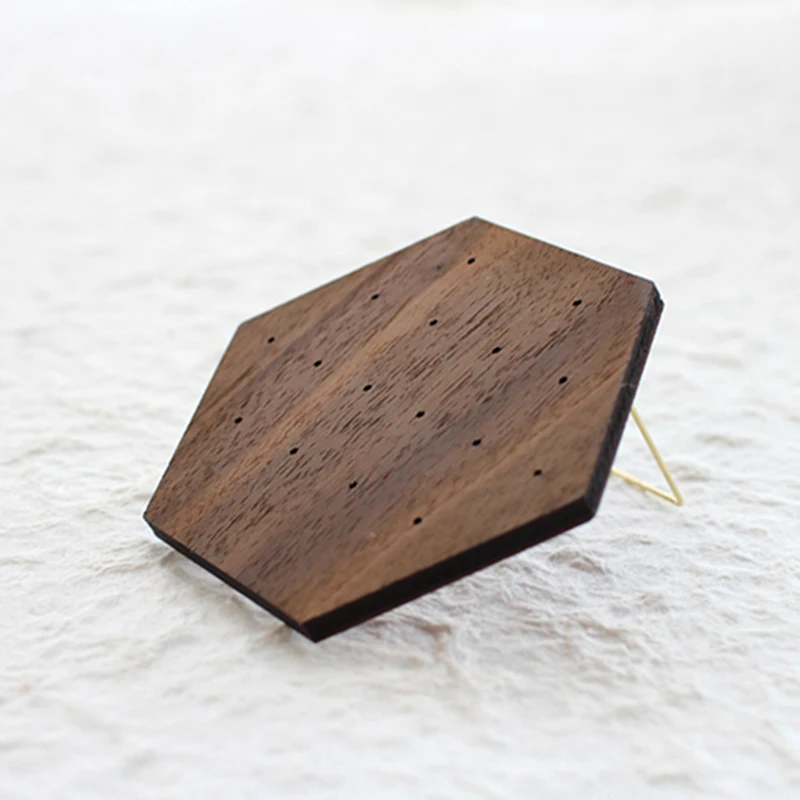 나무 보석 디스플레이 호두 보석 디스플레이 스탠드 귀걸이 귀 스터드 홀더 보석 포장 상자 카드 케이스 구성