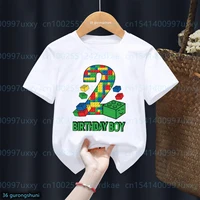 Blocs de construction 1-10 anniversaire garçons T-shirt bloc drôle impression graphique enfant en bas âge T-shirt cadeaux enfants fête d'anniversaire vêtements T-shirt 3