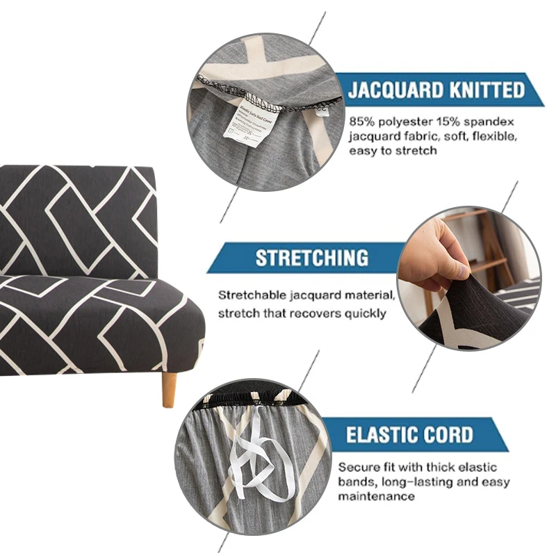 Spandex Armless Futon Sofa Cover 3