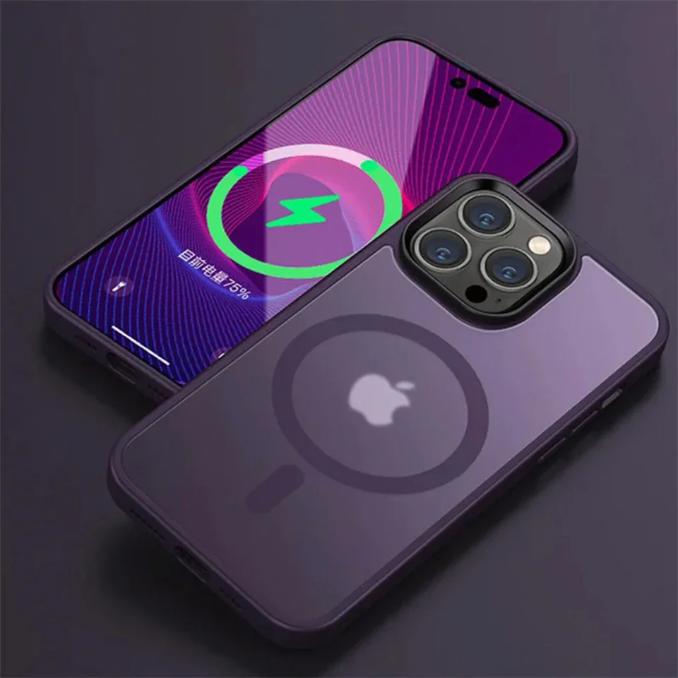 Luxury Matte Magnetic Phone Case with Magsafe and Shockproof Hard Cover