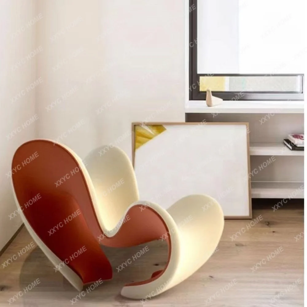 

Designer Frp Love Leisure Chair Rocking Bow-Type Chair Light Luxury Color Matching Lazy Recliner Shaped Lines