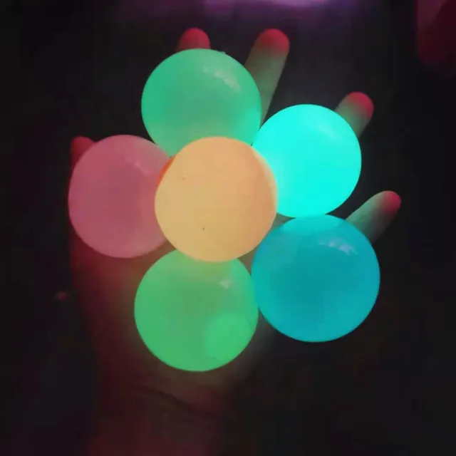Luminous Sticky Wall Ball Toys Sticky Wall Ball Suction Wall Glowing Toy Ball Children Adult Decompression Wall Ball Toy 1