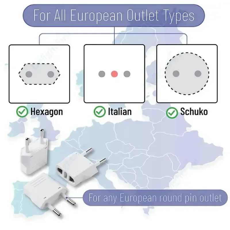 EU Plug Adapter 250V 6A EU To KR Plug Converter US To Euro Israel Travel Power Adaptor Korea Converter Sockets AC Outlet plug adapter
