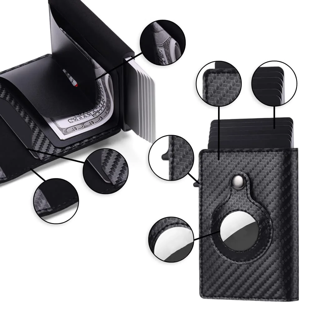 Air Tag Wallet Smart Air Tag Wallet Premium PU Leather Credit Card Holder Anti-lost Case RFID Multifunctional Wallet AirTag