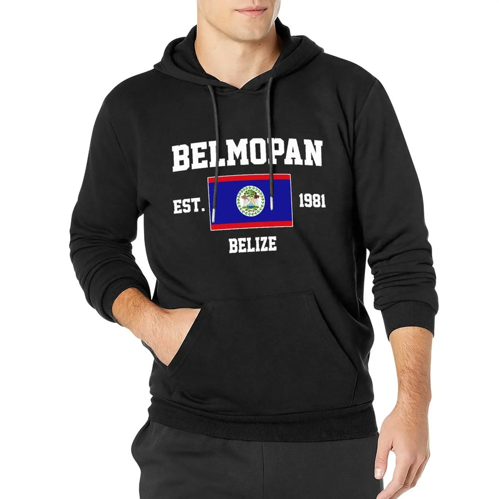 

Men Women Hoodies Belize EST.1981 Belmopan Capital Hoodie Pullover Hooded Hip Hop Sweatshirt Cotton Unisex