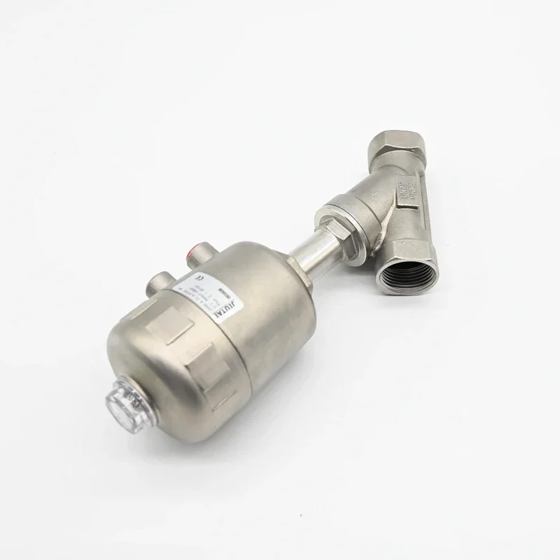 JTAIV 2/2 Way Piston Operated valve Water Air Oil Double Acting Pneumatic threaded angle seat valve Stainless steel