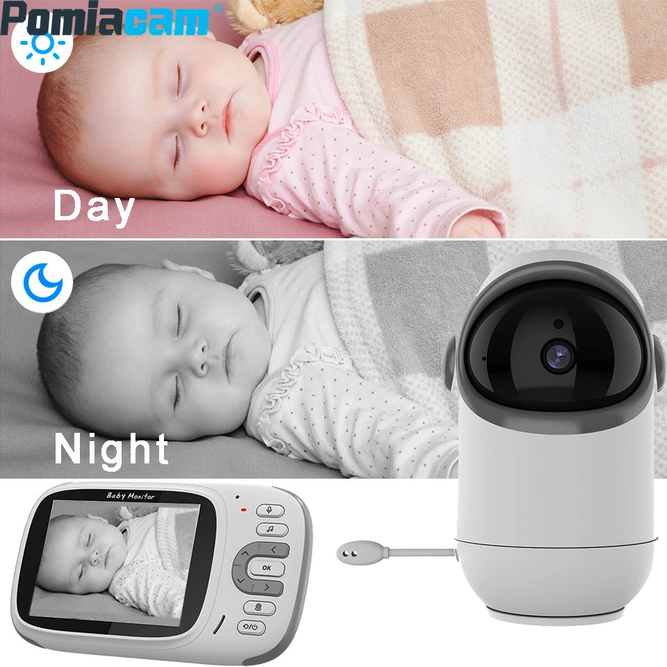 

Baby Monitor 3.2 Inch IPS Screen 720P Wireless PTZ Intercom Temperature Display Nanny Camera Long Range Nanny Camera VB802